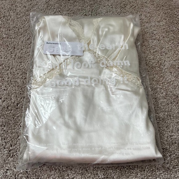 Reformation Chania Silk Dress Ivory NWT - Picture 2 of 10